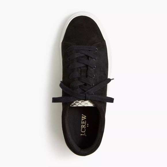 J. Crew Road Trip Faux-Suede Sneakers with Snake Trim AZ952 Size 8 Black Gray - Picture 2 of 9